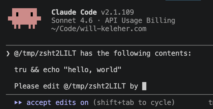 &ldquo;Picture of claude editor with start of prompt to edit a file.&rdquo;